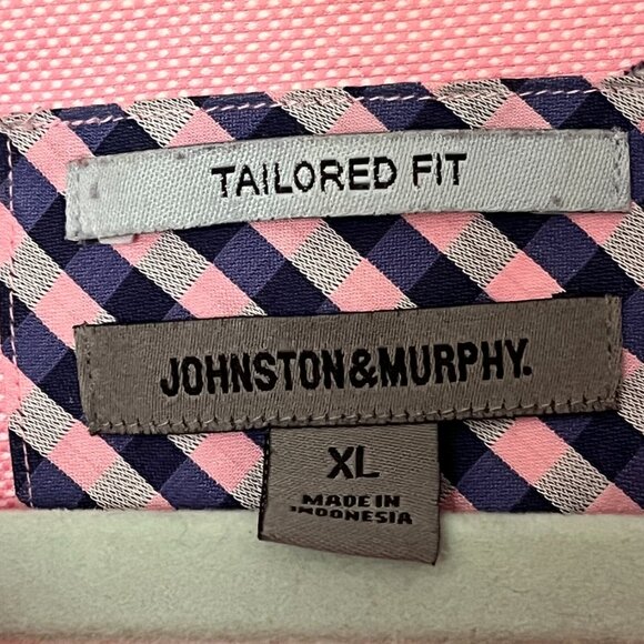 Johnston & Murphy Men's Pink Woven Cotton Tailored Fit Button Down Shirt Mens XL - Picture 4 of 9